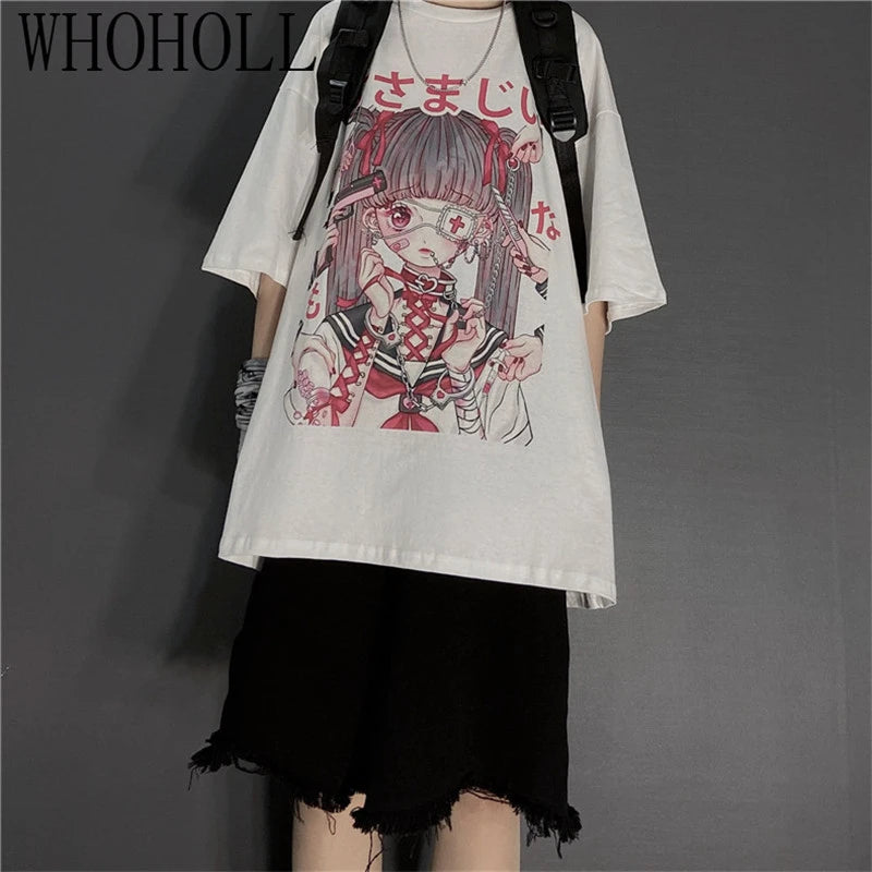 Summer Gothic Clothing Sexy Female Loose Women T-shirt Punk Dark Grunge Streetwear Ladies Top Gothic Tshirts Harajuku Clothes - Beauty on Wings