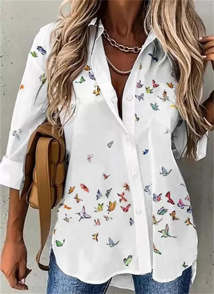 Fashion long-sleeved woman shirt casual  shirt woman elegant blouse woman - Beauty on Wings