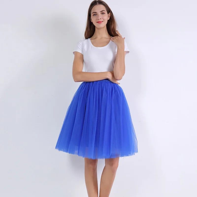 Quality 5 Layers Fashion Tulle Skirt Pleated TUTU Skirts Womens Lolita Petticoat Bridesmaids Midi Skirt Jupe Saias faldas - Beauty on Wings