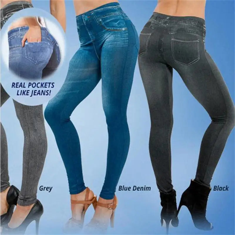 Gtpdpllt S-XXL Sexy Leggings Women Lined Spring Autumn Print Jeans Sportwear Slim Jeggings Two Real Pockets Woman Fitness Pants - Beauty on Wings