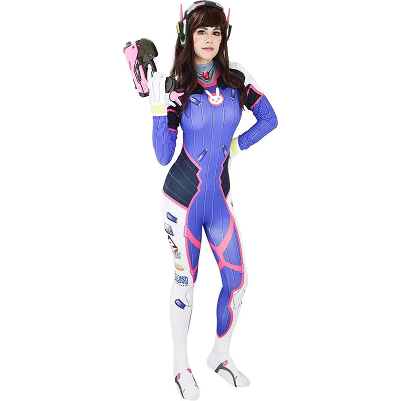 Dva Cosplay Costume Bodysuit Zenti Game Women Sexy Adult Jumpsuits Wig Gun Earphone Full Suit Halloween Party Costumes Clothing - Beauty on Wings