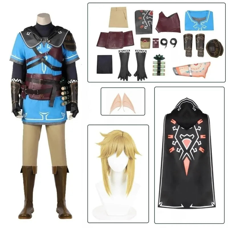 Game Zelda Cosplay Breath of the Wild Link Cosplay Costume Shirt Cloak Accessories Sets Adult Kids Outfit For Carnival Party - Beauty on Wings