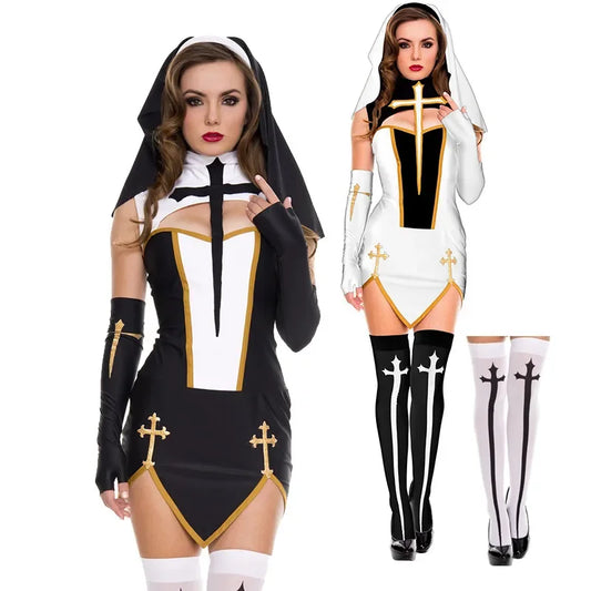 Women's Sexy Nun Cosplay Costume Carnival Halloween Fantasia Fancy Dress - Beauty on Wings