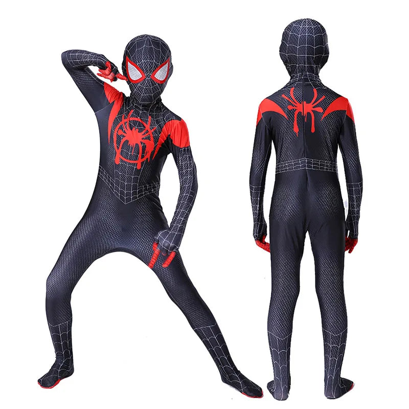 Spiderman Cosplay Costume Spider Man Into The Spider Verse Miles Morales Cosplay Bodysuit Jumpsuits Halloween Costumes for Kids - Beauty on Wings